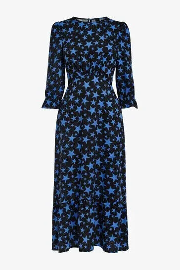 Nobody's Child Black/Blue Selena Star Midi Dress Size 6