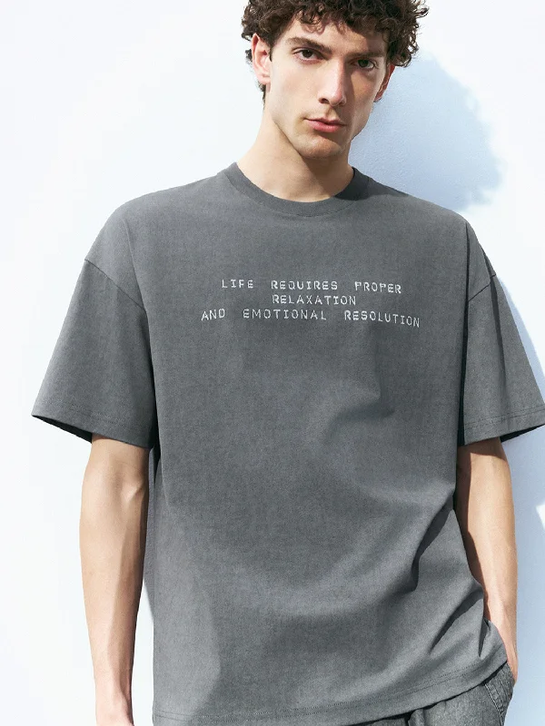 Printed Crew Neck Loose T-Shirt