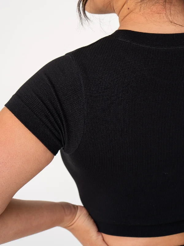 Rib Seamless T-Shirt - Black