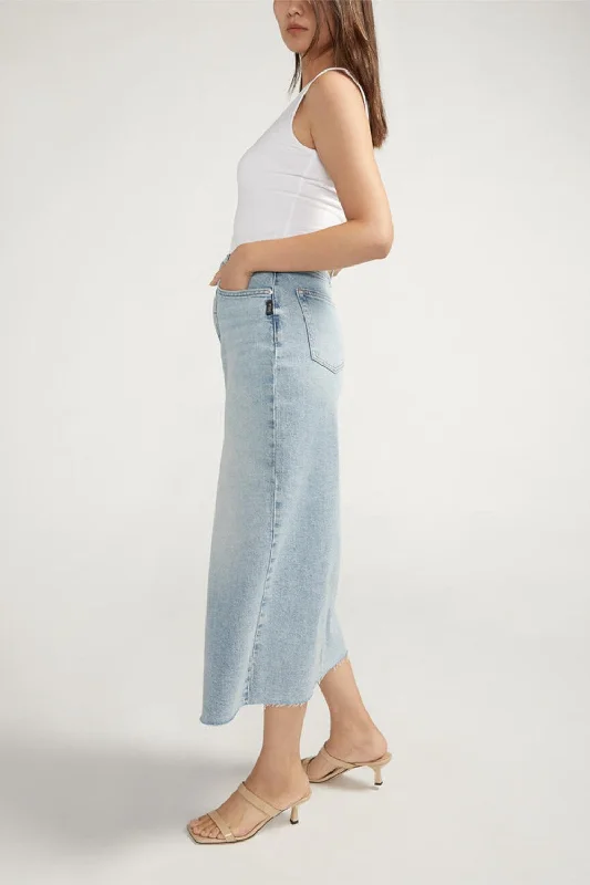 Silver Jeans Co. Front-Slit Midi Jean Skirt