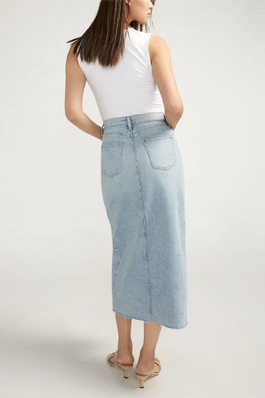 Silver Jeans Co. Front-Slit Midi Jean Skirt