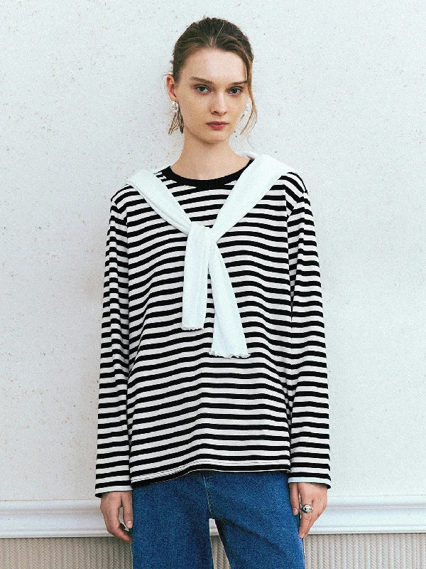 Striped Crew Neck Loose T-Shirt