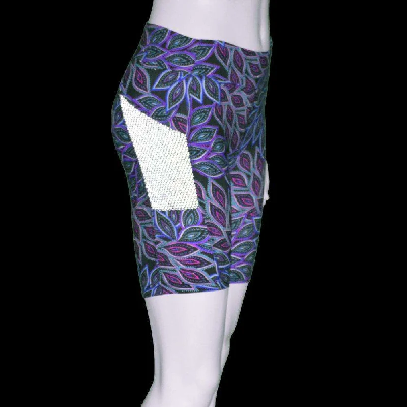 Women's Jammer Mid-length Reflective Running Short in Feather Print