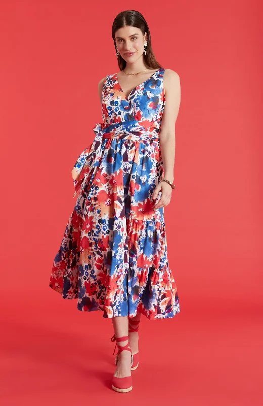 Yvette Crossover Maxi Dress - Patriotic Floral