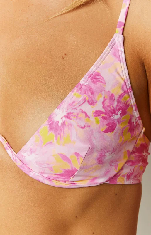 9.0 Swim Montego Pink Hibiscus Bikini Top