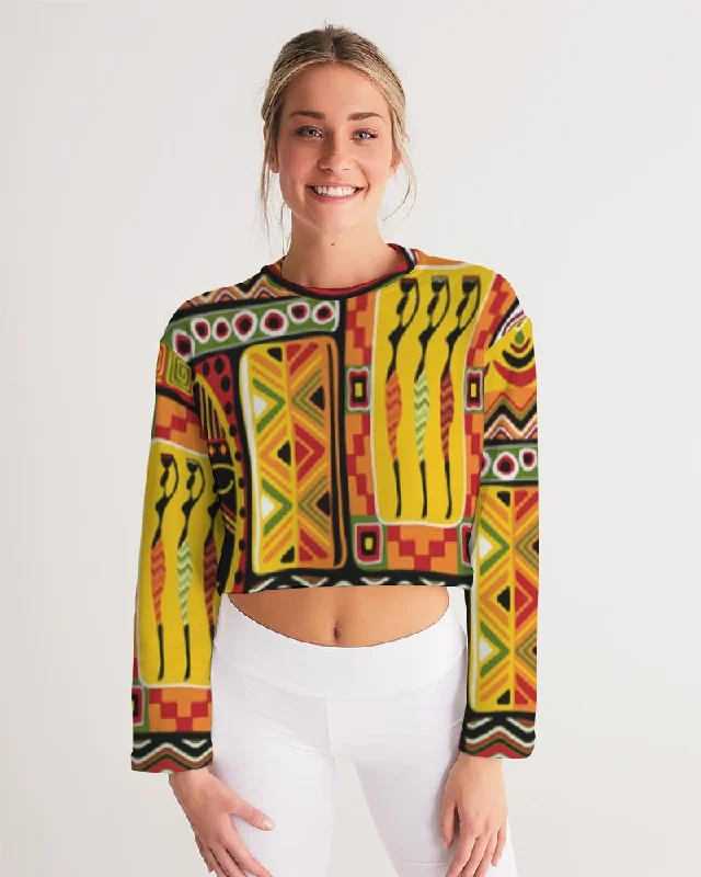 AKH African Mural Art Women's Cropped Sweatshirt