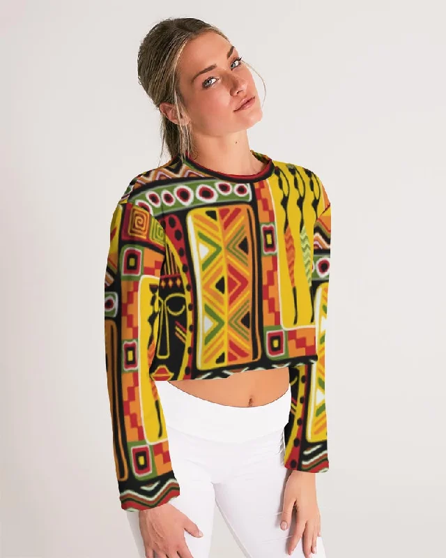 AKH African Mural Art Women's Cropped Sweatshirt