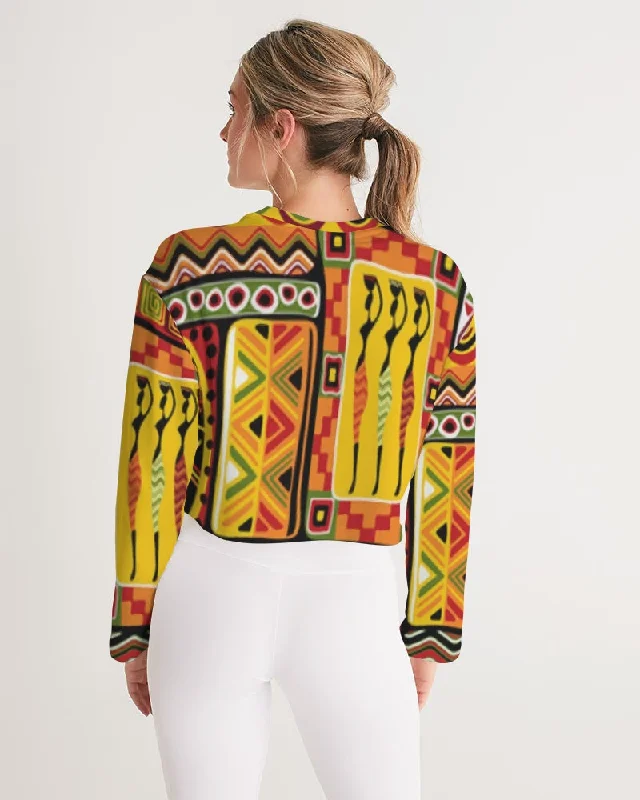 AKH African Mural Art Women's Cropped Sweatshirt