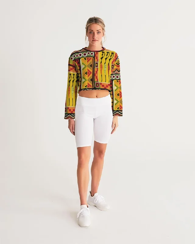 AKH African Mural Art Women's Cropped Sweatshirt