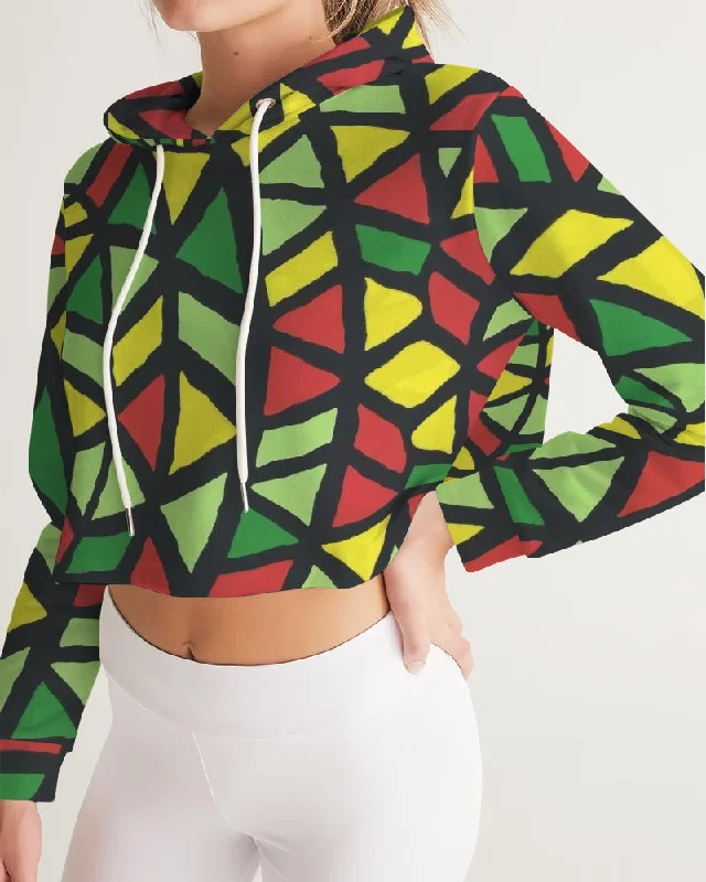 AKH African Symmetry Art Women's Cropped Hoodie