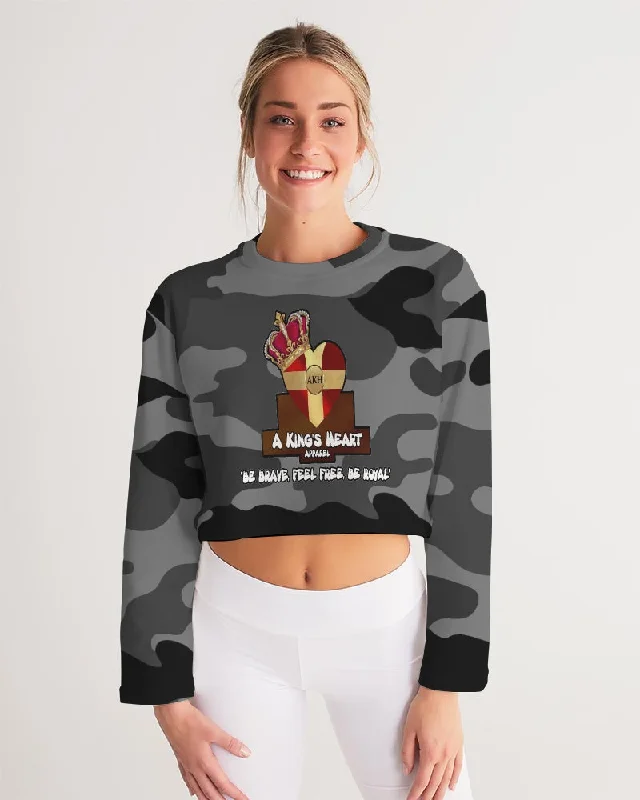 AKH Black Camouflage Women's Cropped Sweatshirt