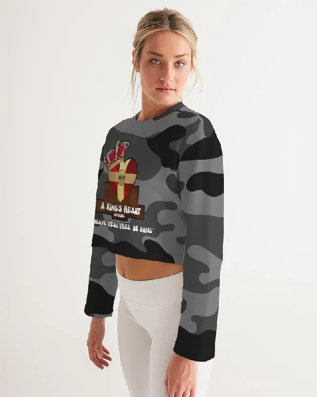 AKH Black Camouflage Women's Cropped Sweatshirt