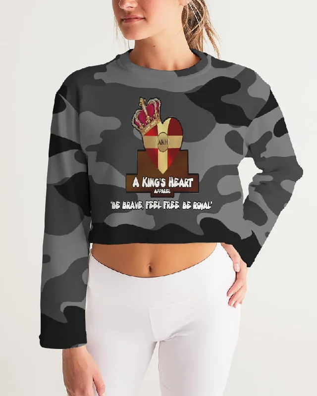 AKH Black Camouflage Women's Cropped Sweatshirt