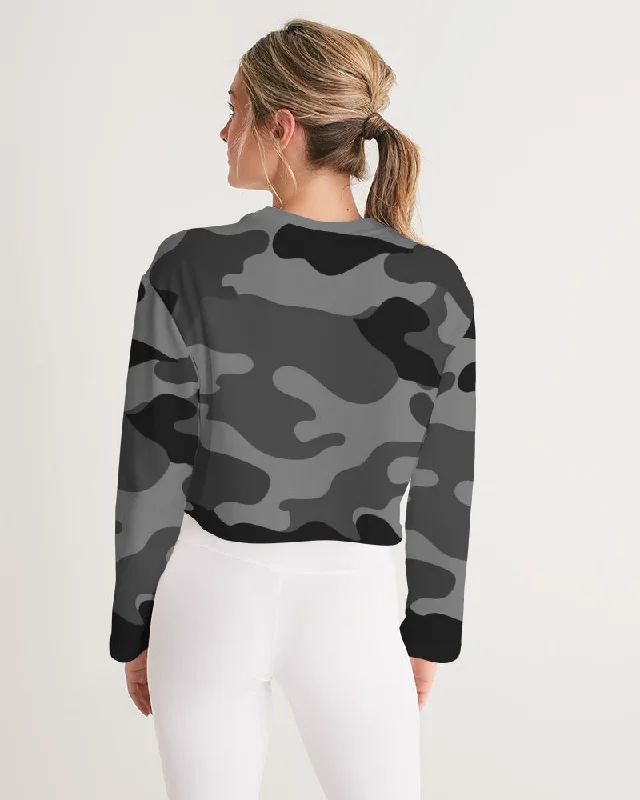 AKH Black Camouflage Women's Cropped Sweatshirt