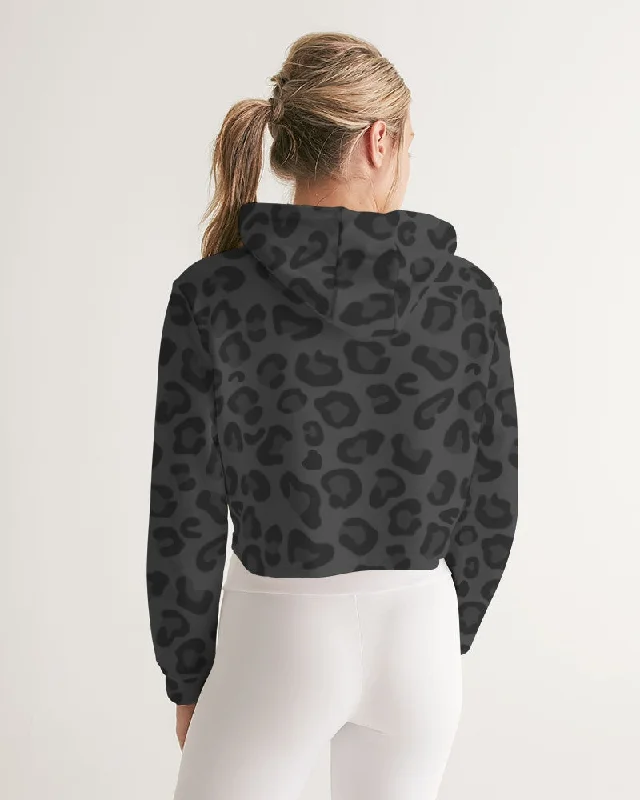 AKH Black Leopard Women's Cropped Hoodie