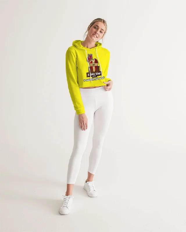 AKH Yellow Women's Cropped Hoodie