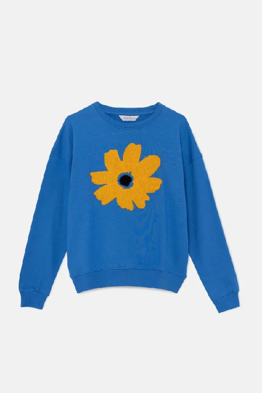 Compania Fantastica Fleece Sweatshirt with Flower Print