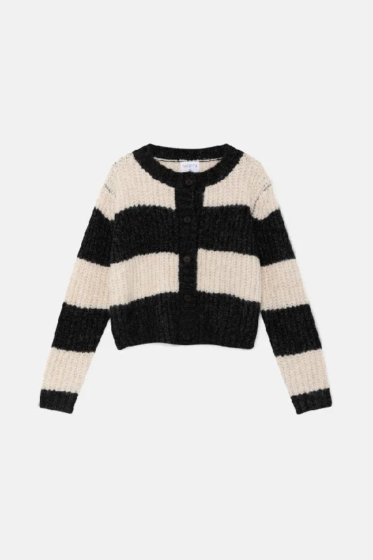 Compania Fantastica Grey Striped Knit Cardigan