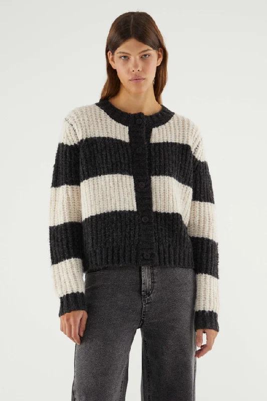 Compania Fantastica Grey Striped Knit Cardigan