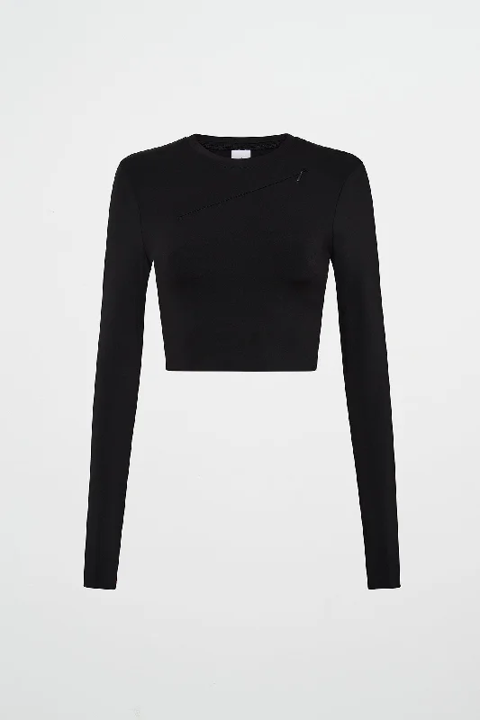 Contrast Long Sleeve Crop Top 389