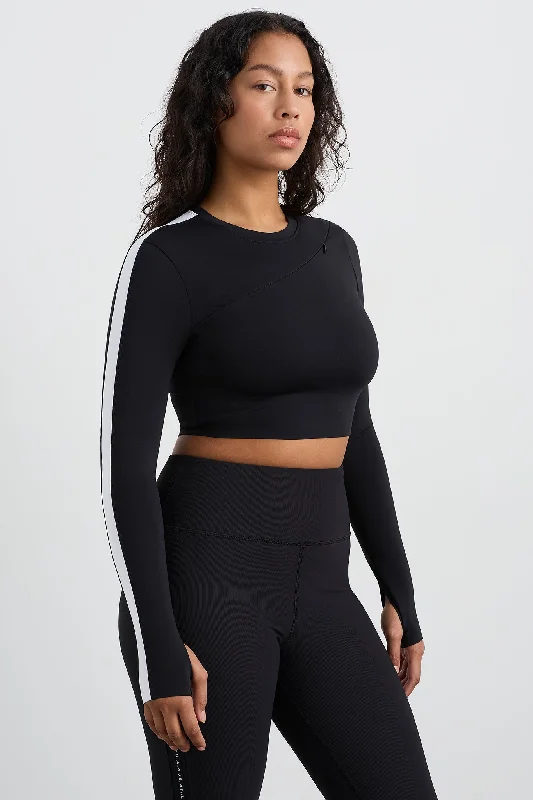 Contrast Long Sleeve Crop Top 389