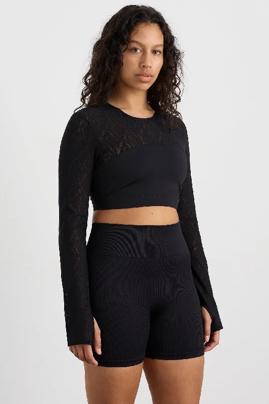 Long Sleeve Mesh Crop Top 356