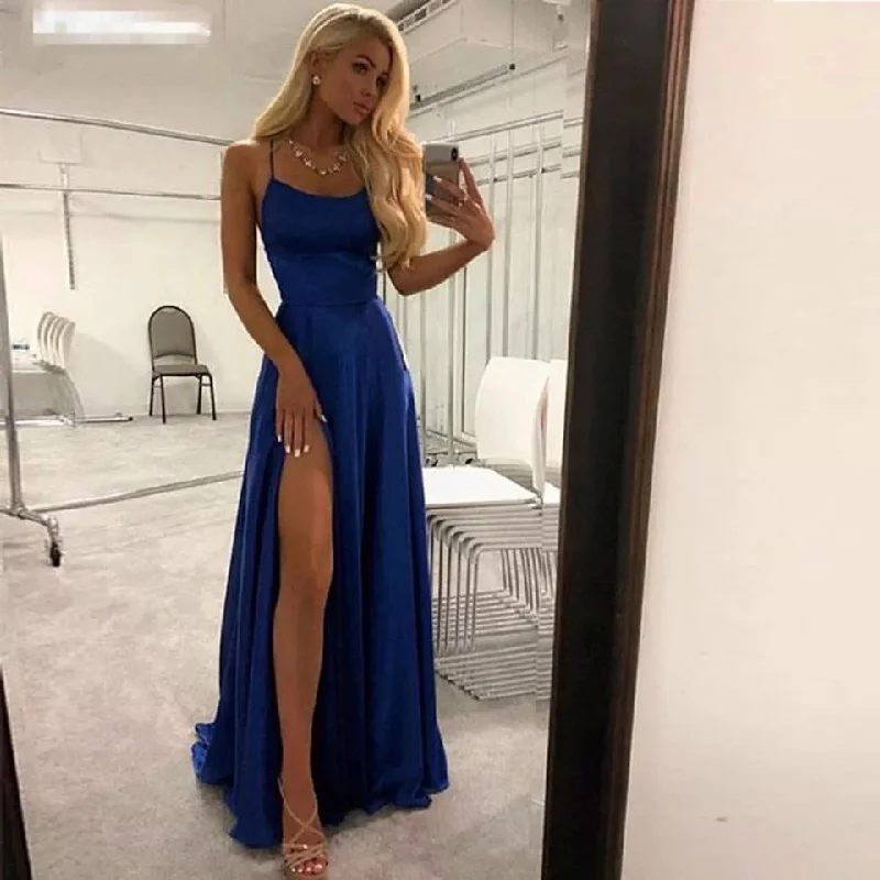 FashionSierra - Royal Blue Split Prom Dresses