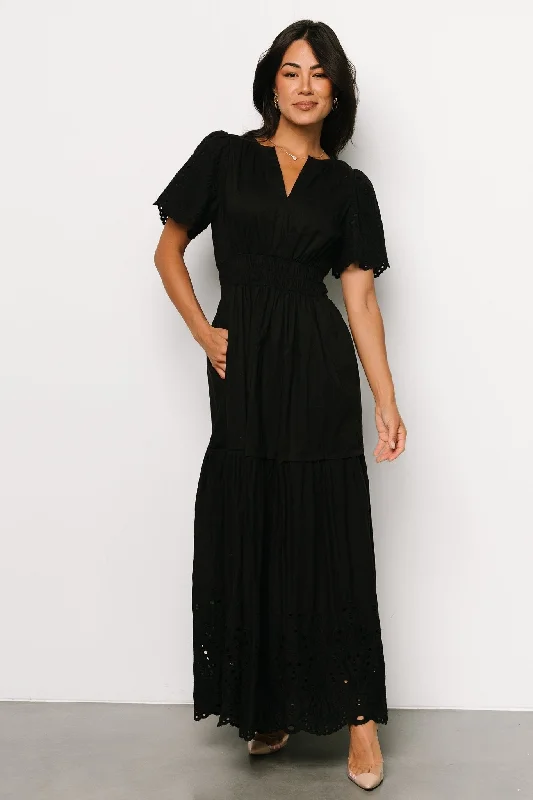 Annette Eyelet Maxi Dress | Black