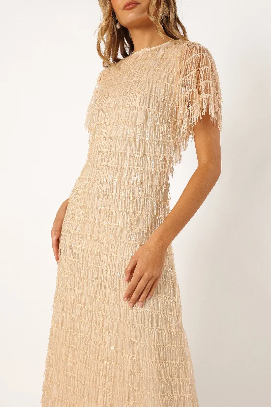 Kala Textured Maxi Dress - Beige