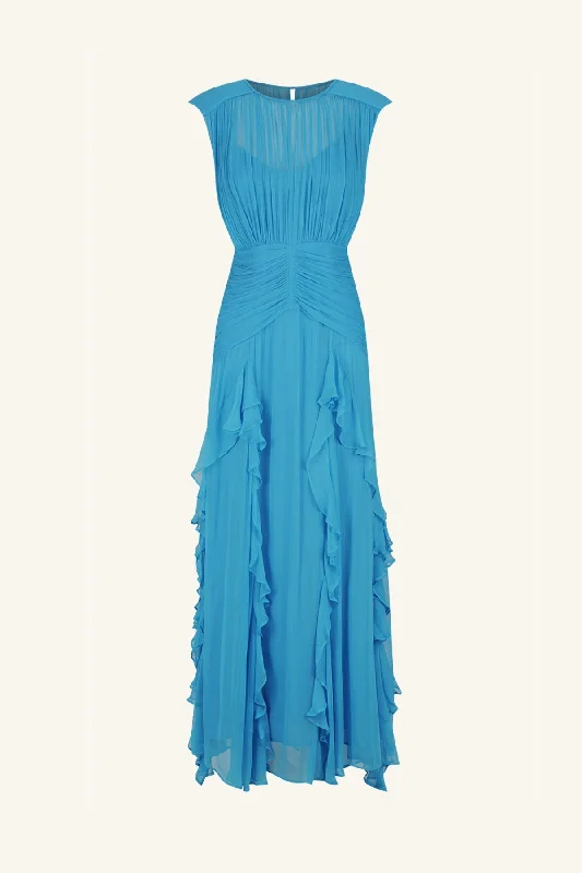 MARGOT ROUND NECK SLEEVELESS MAXI DRESS - AQUA