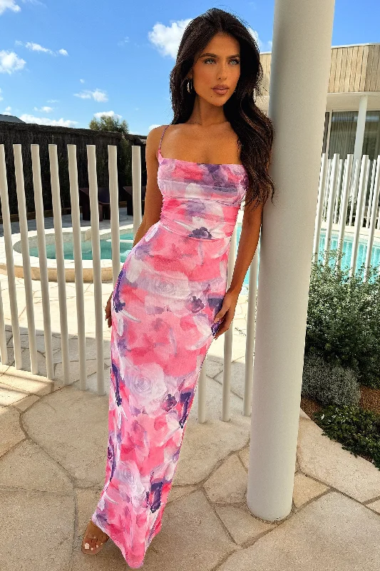 Nadine Maxi Dress - Pink Floral