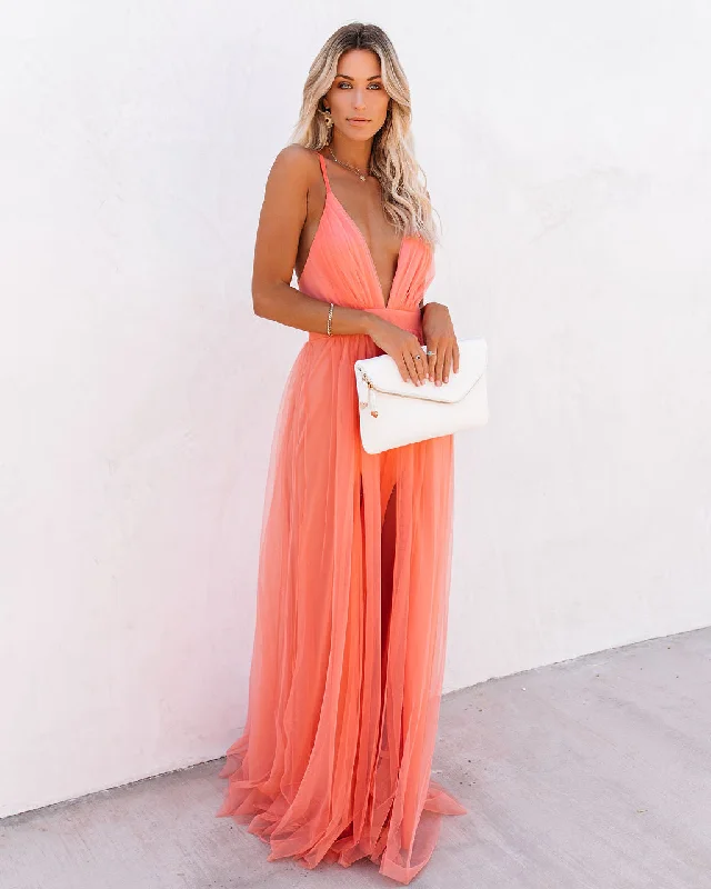 KittenAlarm - Petal Dust Maxi Dress - Apricot