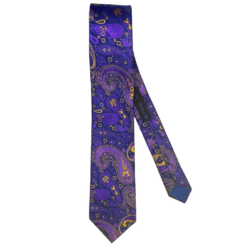 Vintage Etro Tie Purple & Yellow Paisley Silk Made in Italy