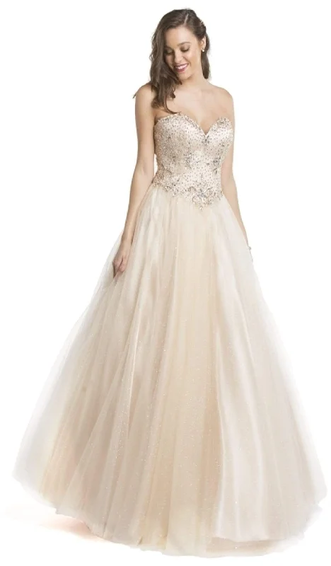 Aspeed Design L1534 - Strapless Sweetheart Glittered Tulle Gown