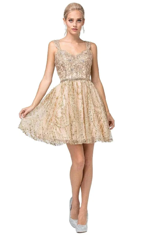Dancing Queen - Embellished V-Neck Fitted Cocktail Dress 3222SC