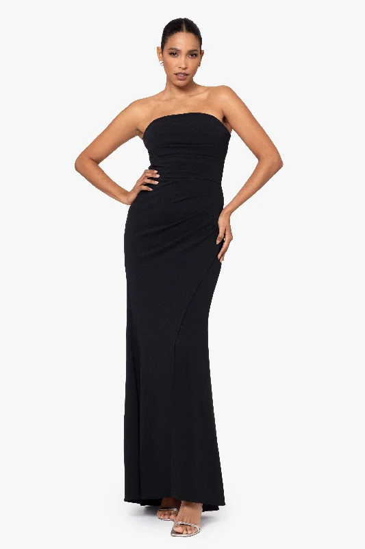 "Davina" Scuba Crepe Bustier Floor Length Dress