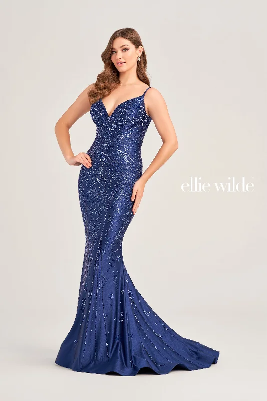 Ellie Wilde EW35002 Long Crystal Jersey Prom Dress Corset Mermaid Formal Evening Gown