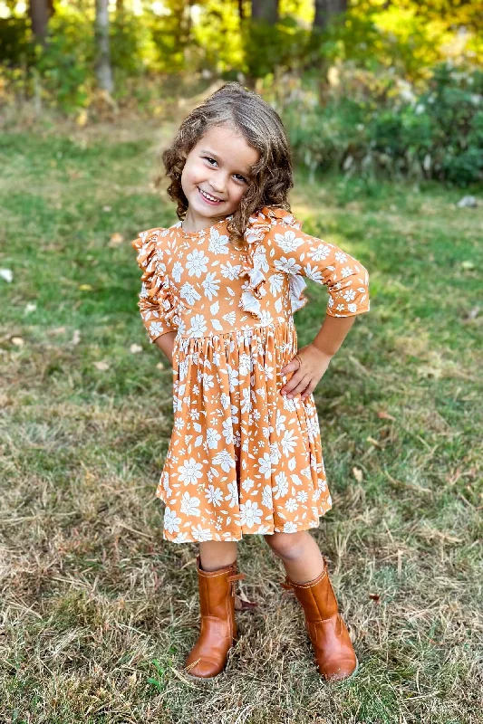 Golden Blooms Twirl Dress