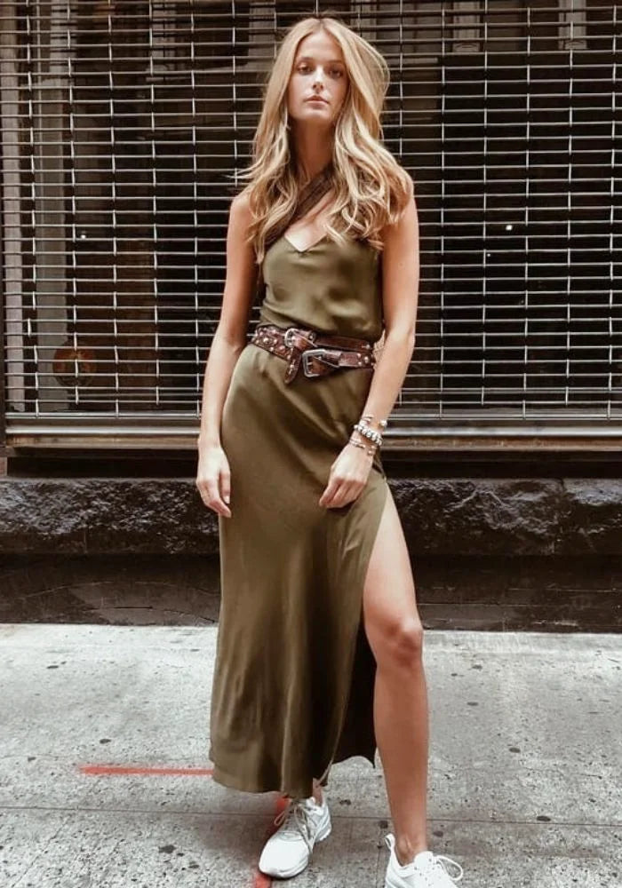 Hunter Green Satin Dress