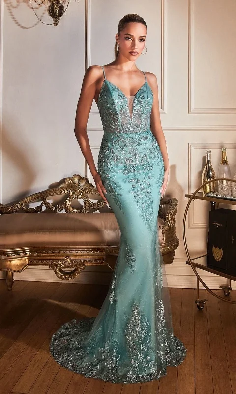 Sheer-Corset Sleek Long Glitter Prom Dress OC007