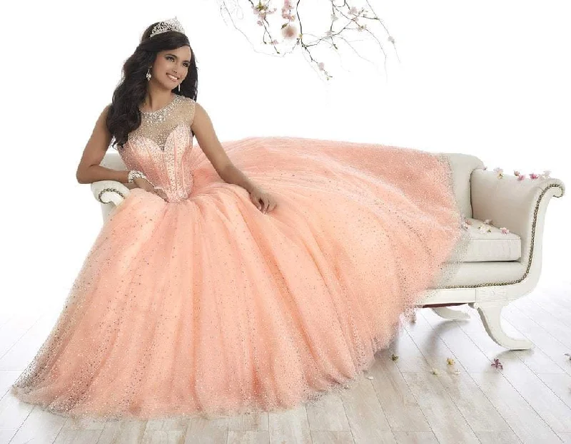 Quinceanera Collection - 26866SC Illusion Neck Tulle Ballgown