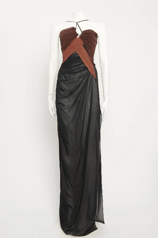 Sheer Black and Brown Corset Preowned Gown