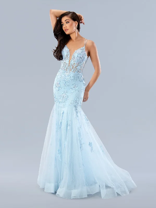 Stella Couture 24197 Sheer Corset Lace Mermaid Prom Dress Shimmer Sequin Beaded Gown