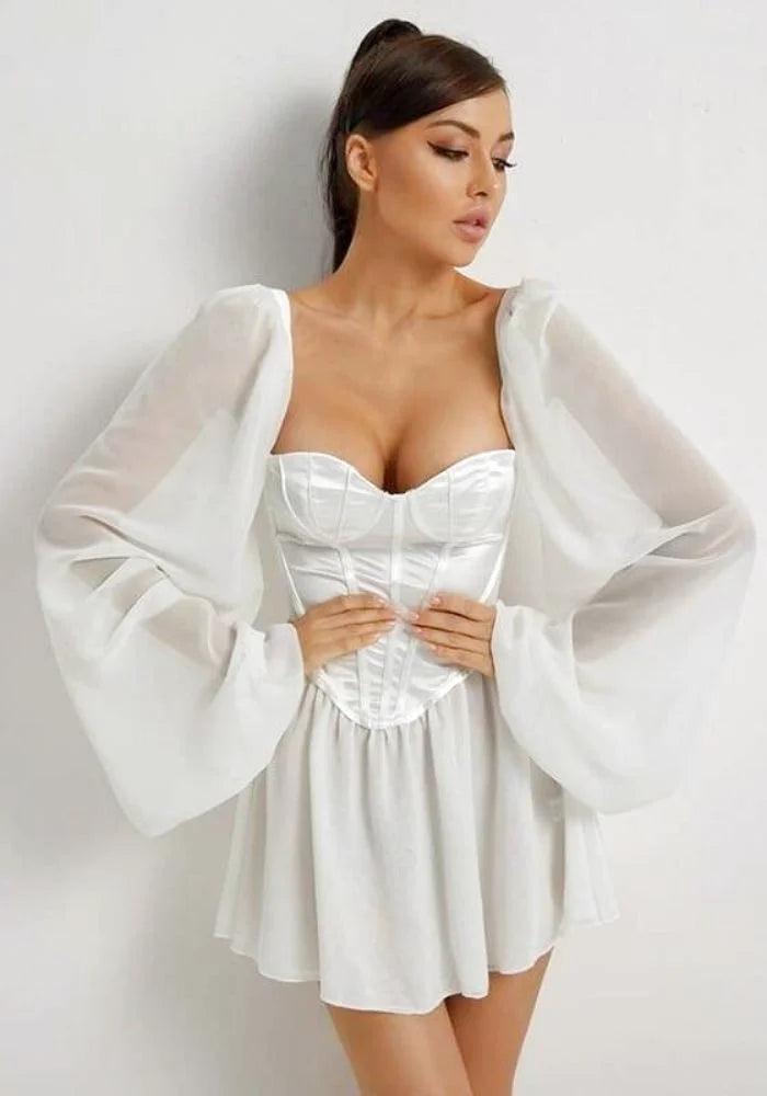 White Satin Corset Dress