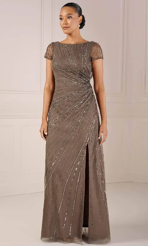 Adrianna Papell Platinum 40438 - Bateau Neck Evening Dress Tunics Handmade artisanal