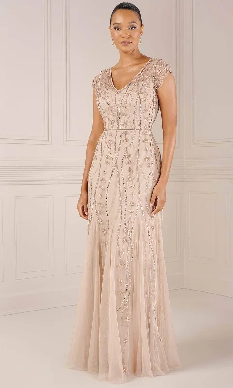 Adrianna Papell Platinum 40442 - Short Sleeve V-Neck Evening Dress Tunics Party sparkling