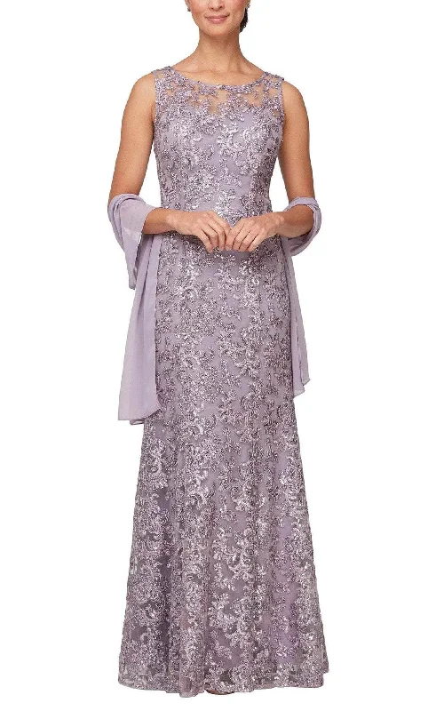 Alex Evenings 811711281 - Embroidered Trumpet Evening Dress Tunics Formal black