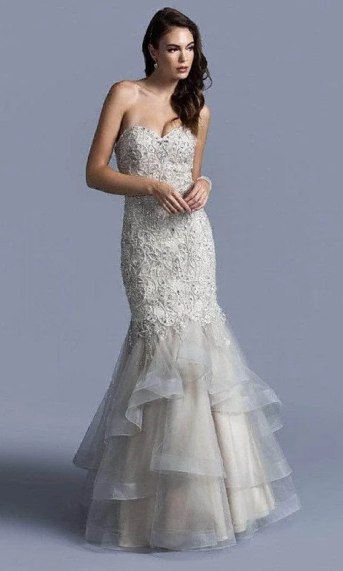 Aspeed Design - L2043 Beaded Fitted Sleeveless Evening Dress Square Neckline Feminine