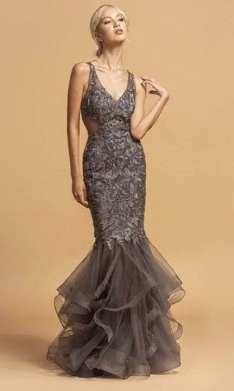 Aspeed Design L2116 - Embroidered V-Neck Evening Dress Tunics Yoga stretchy