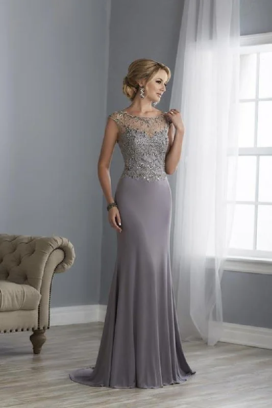 Christina Wu Elegance - Bead Embellished Illusion Bateau Evening Dress 17862 - 1 pc Silver In Size 16 Available Tunics Corduroy durable